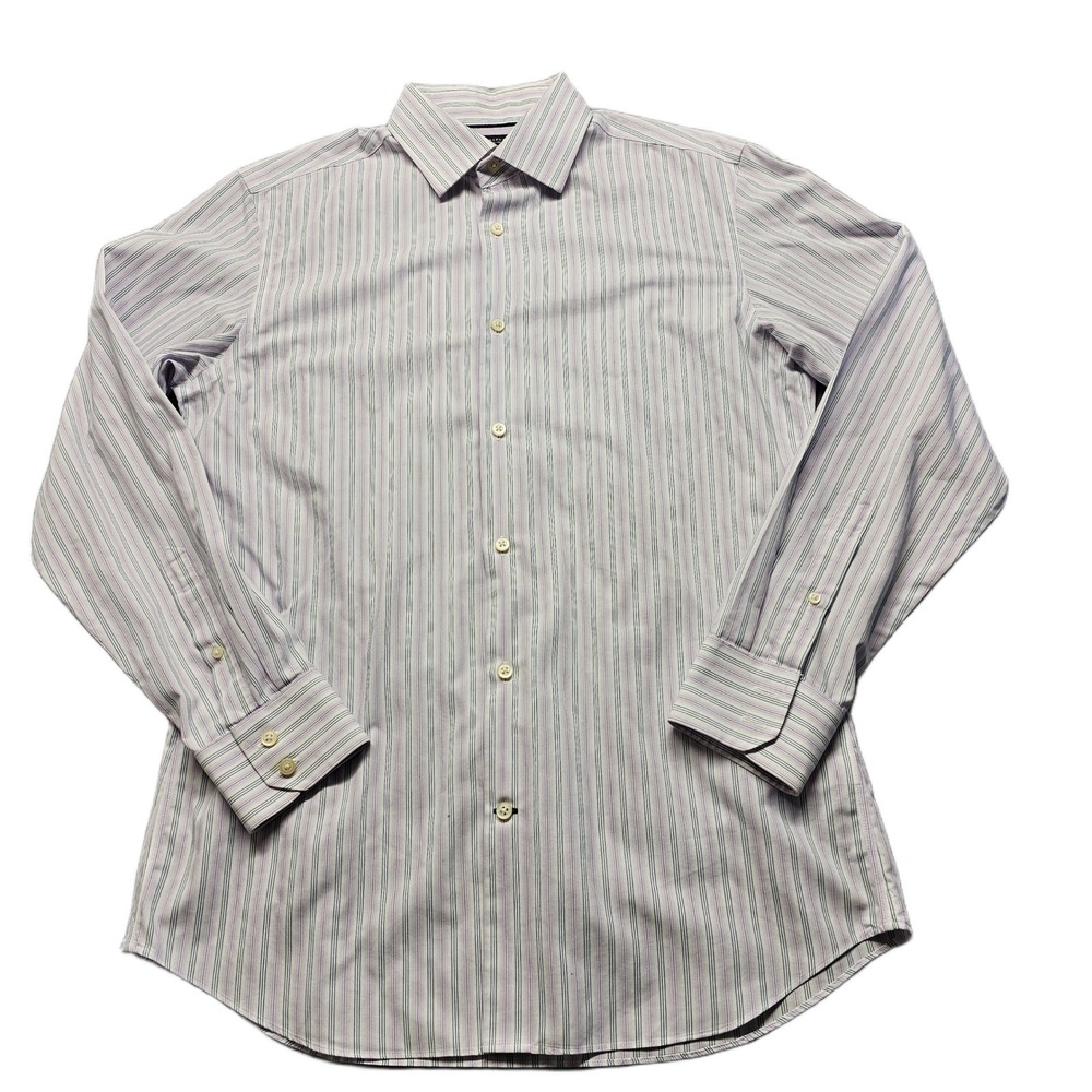 Banana Republic Shirt Dress Men M Purple Blue Stripe Non Iron Slim Fit Button Up